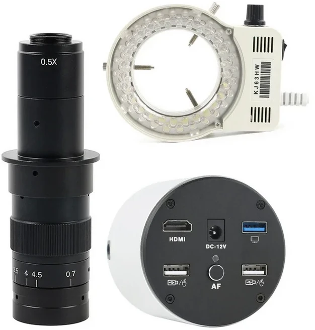오토포커스 AF FHD 4K HDMI USB PC 산업용 전자 측정 비디오 현미경 카메라 USB 저장 장치 (PCB IC CPU BGA, 03 180X Lens With Led