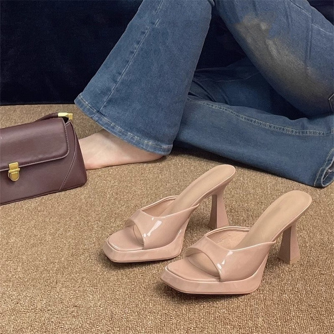 여성 가보시 힐 스퀘어 여름 캐주얼 샌들 9cm