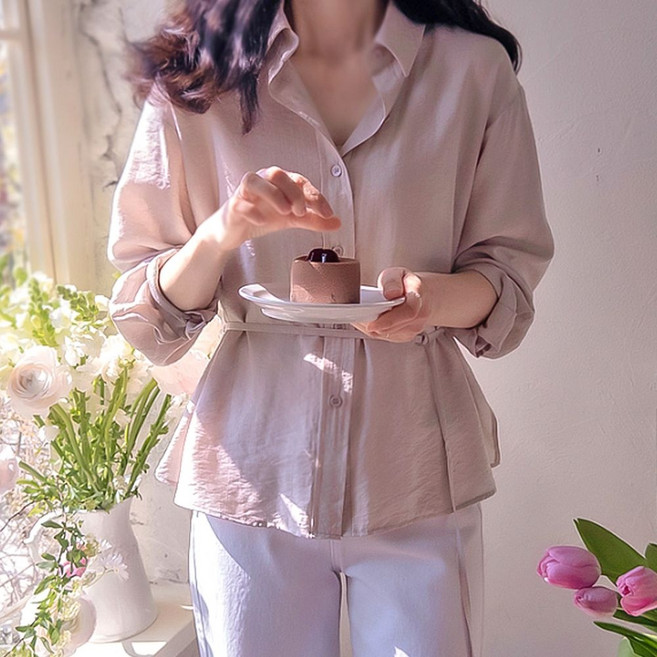 리린 글랜스 찰랑 여리핏 허리끈세트 세련미 블라우스 2896407