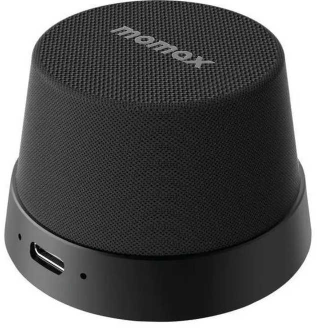 Momax 無線 防水 可串連 便攜 外接音響 藍芽 音箱 喇叭 手機 支架 IPX6 適 iPhone 16 S25, 黑色