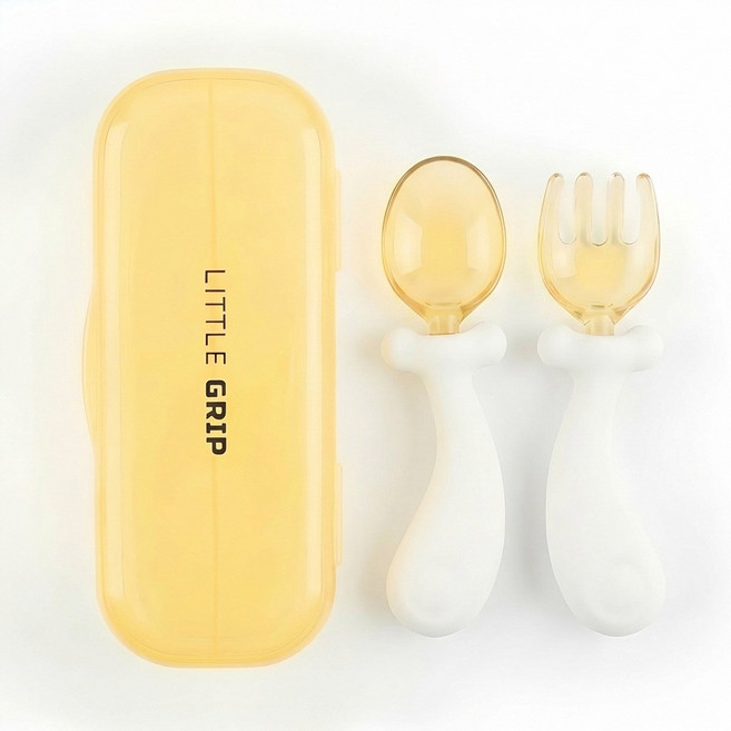 리틀그립 360도 휘어지는 자기주도 이유식 스푼 포크, 1세트, 아이보리