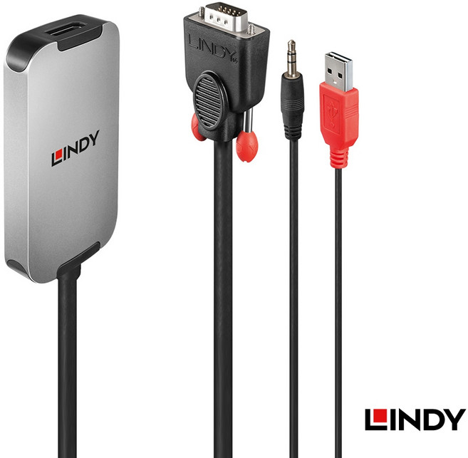 LINDY 保固一年 38296 主動式 VGA公轉大DP DISPLAYPORT母 轉接器, 1個
