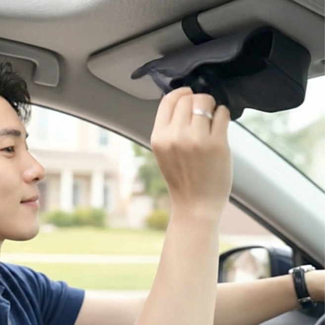 마켓리브 차량용 썬바이저 클립형 썬글라스 거치대, 1개, 블랙