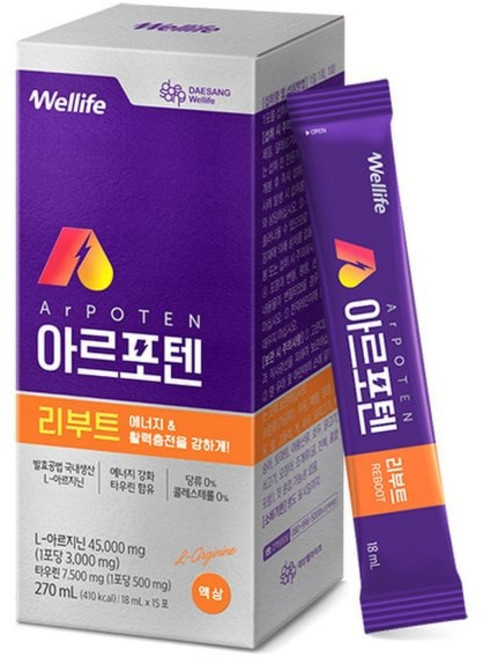 [백화점매장출고] 대상웰라이프 건강식품관 아르포텐 리부트 (18mlx15포), 18ml, 1