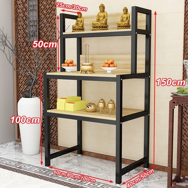 불단 공탁상 법당 제사상 선반 테이블 탁자 제단장, 1개, 골드+티크(80x50x150)