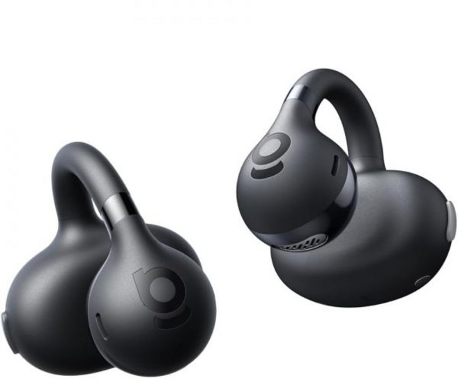 베이스어스 베이스 BC1 오픈 이어버드 클립온 헤드폰 트라이 커브 스너그 클립으로 오픈 링 편안함 슈퍼베이스로 강력한 사운드 4 마이크 클리어 콜 IP55 방수 38시간 플레이, Black, 검정