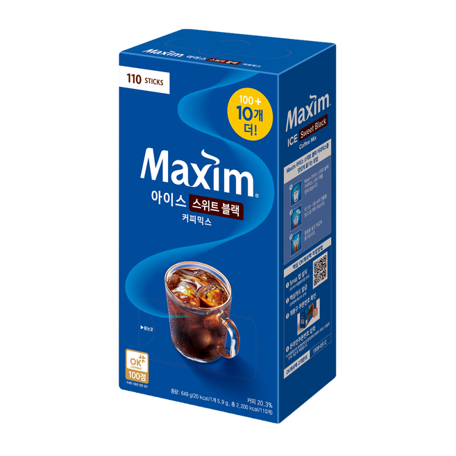 맥심 아이스 블랙 커피믹스, 5.9g, 100개입, 220개
