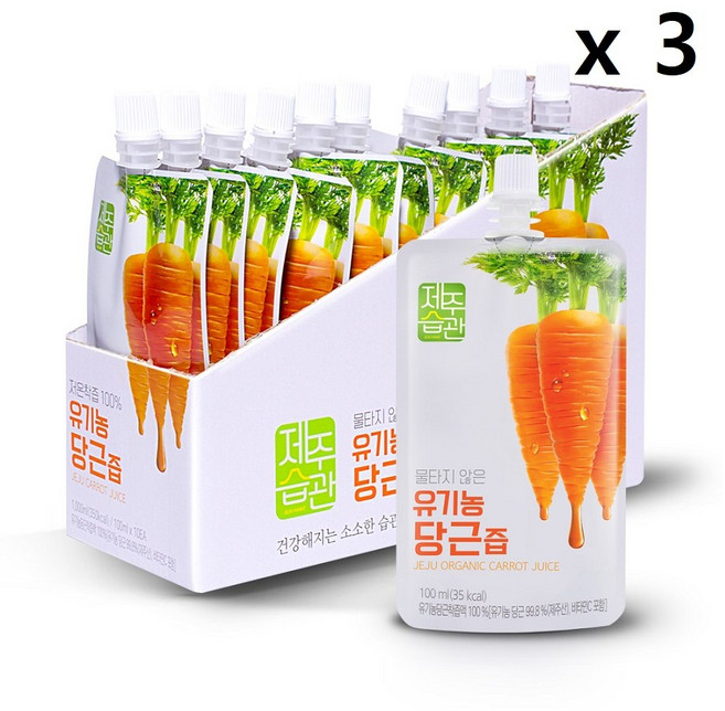 물타지않은 유기농 착즙 제주습관 유기농 당근즙 100ml 30개입, 30개