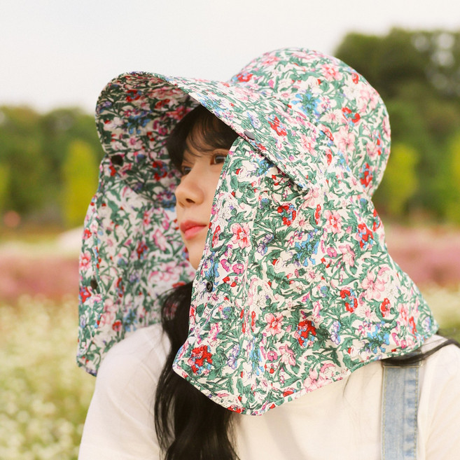 라핑 썬캡 꽃무늬 농부 밭일 농사 모자