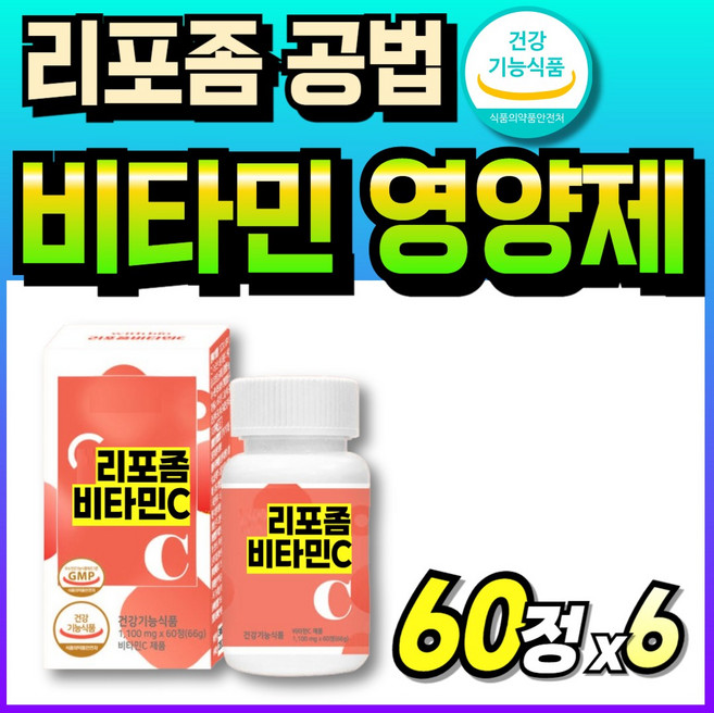비타민씨 리포좀제형기술 LIPOSOMAL 수용성 흡수잘되는 메가 리포조멀 비타민C 순도높은 LIPOSOME 굿밸런스, 6개, 60정