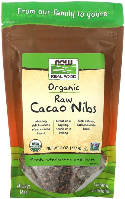 NOW Foods Real Food 유기농 무가공 카카오닙스 227g(8oz) 1팩, 1개, 227g - 쿠팡