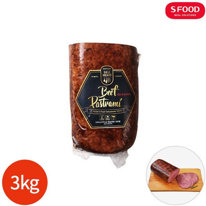 존쿡델리미트 비프 파스트라미 3kg 냉장 파니니 브런치용 델리미트, 1개