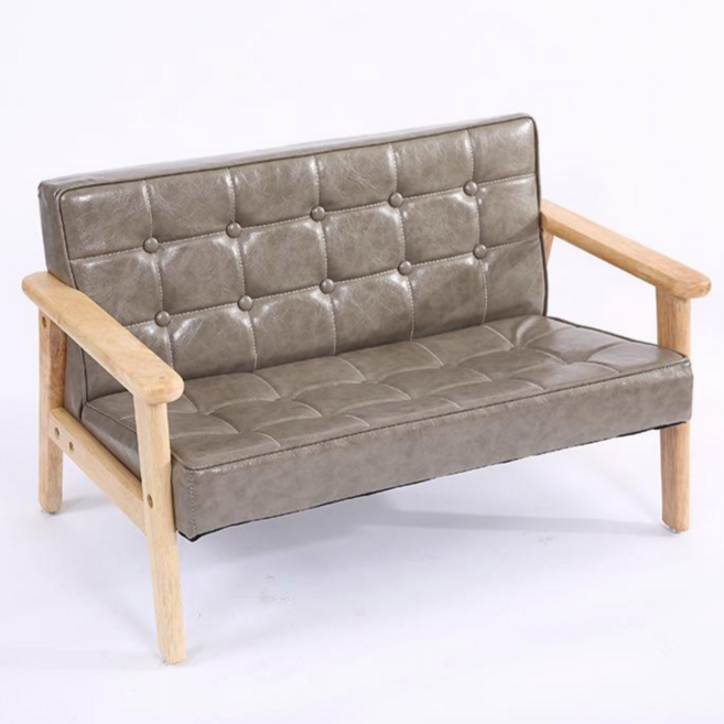 Mochae 유아소파 원목 어린이 쇼파 아기 소파 어린이의자 바른자세 유아 소파 프리미엄 쇼파 PU소파 소프트의자 1인/2인 소파 아기가구 아이 선물, 커피색