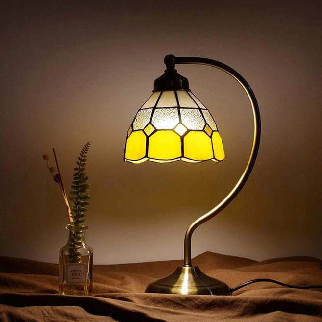 스테인드글라스 해바라기 탁상조명 침실 거실 인테리어, 레몬