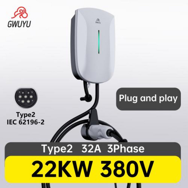 7KW 전기차 충전기 380V 11KW 22KW 3상 전기차 충전소 월박스 타입2 IEC62196-2 소켓 5m 케이블 플러그 앤 플레이, 3)32A 22KW NO APP, China Mainland, 유형2