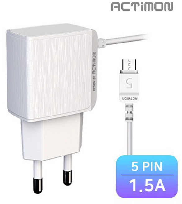 스윗홈 엑티몬 5핀 1.5A 가정용충전기 액티몬 고속충전기 급속충전기 갤럭시충전기 아이폰충전기, 1개