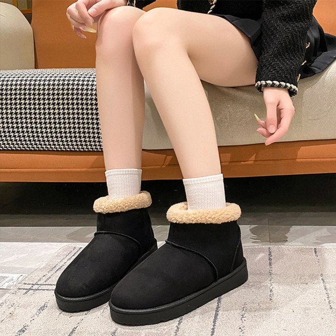 [당일발송] 소담샵 여성 통굽 미들 털부츠 방한화