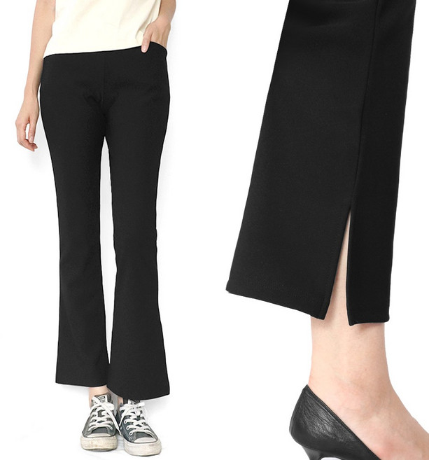 지오벤투 봄가을 빅사이즈 여성 옆트임 나팔바지 쫀쫀스판 부츠컷 슬랙스 밴딩팬츠