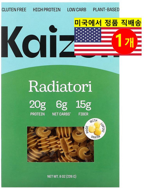 Kaizen 맛있고 풍부한 식물성 영양 고단백 저탄수화물 라디에토리 파스타 226g 1개