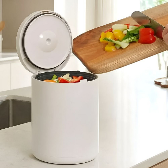 루다 원터치 이중밀폐 음식물쓰레기통 3L, 화이트 3L, 1개