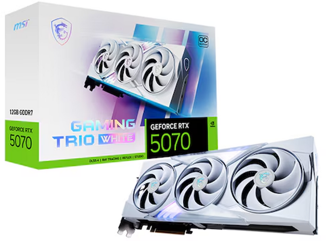 MSI 지포스 RTX 5070 게이밍 트리오 OC 화이트 D7 12GB 트라이프로져4, 수량 1개