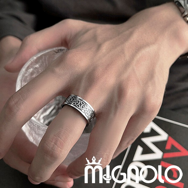 MIGNOLO 戒指 古銀 做舊 嘻哈戒指 哥德式 復古 泰銀 316L醫療鋼