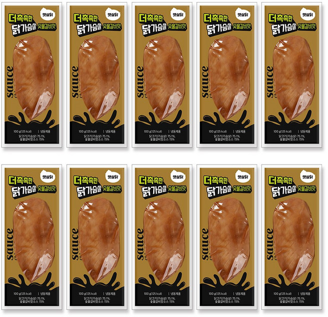(m)[햇살닭] 더촉촉한 닭가슴살 숯불갈비맛 100g 10팩, 10개