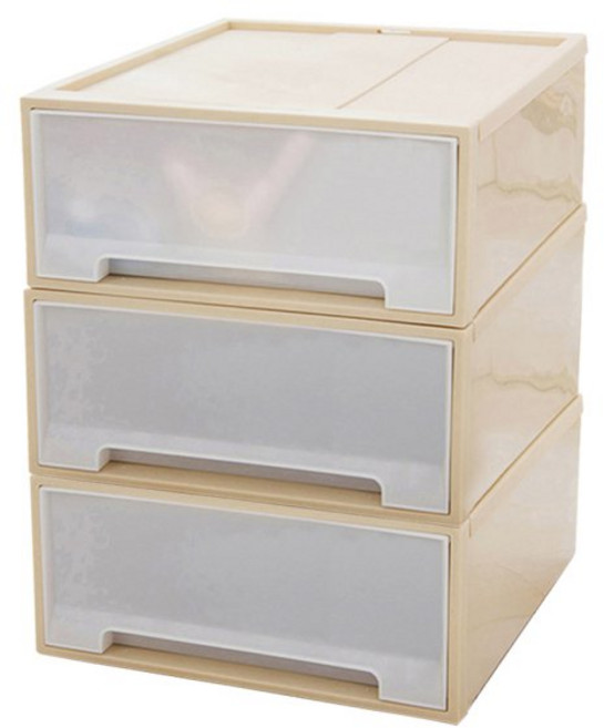 헬로리빙 씨티라이프 시그니쳐 24L 서랍장 3단, 밀크+블루