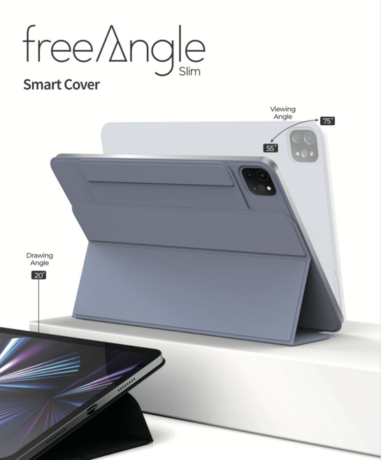 모키보 프리앵글 각도조절이 되는 아이패드 케이스 거치대 커버 에어 미니 프로 호환 펜슬수납 마그네틱 - 슬림, 블랙