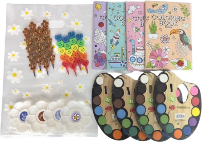 어린이집 유치원 미술 색칠놀이 생일 선물 답례품 구디백 세트, 4개, 혼합색상