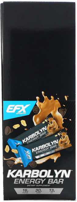 EFX Sports Karbolyn Energy Bar Peanut Butter Chocolate Chip 12 Bars 2.12 (60 g) Each 1팩, 60g
