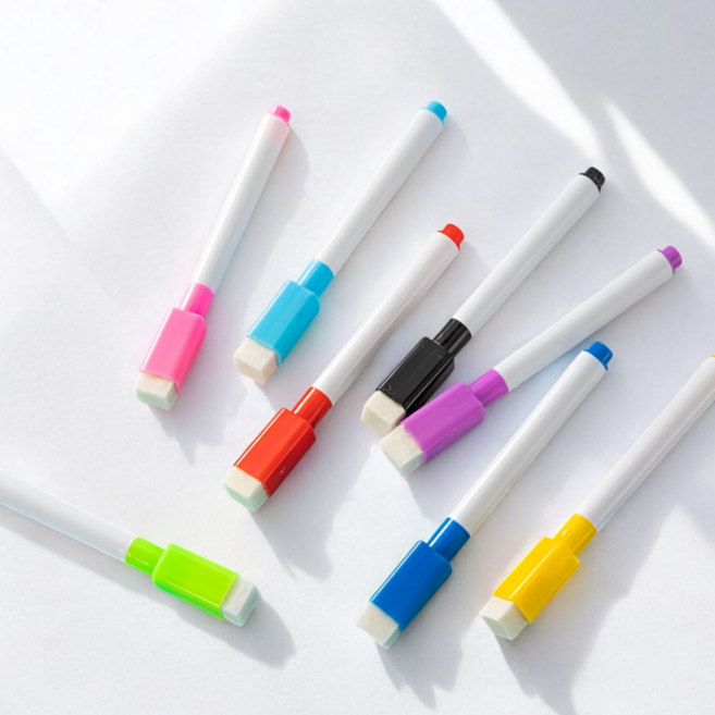 라닛트 자석부착 지우개 일체형 슬림 보드마카펜 8색 혼합 세트, 1세트