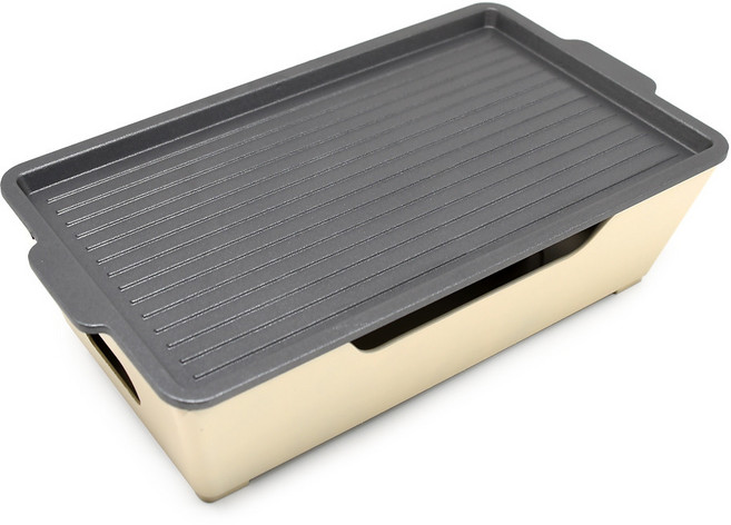 AA직사각 고기불판 가정용 홈캠핑 개인화로 그릴세트 캠핑불판 새우구이 고기판 구이팬, 아슐리안 AA직사각오렌지 31cm, 1개