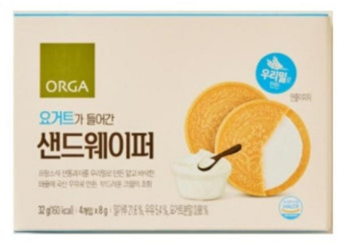 풀무원 ORGA 요거트가 들어간 샌드웨이퍼, 1개, 32g
