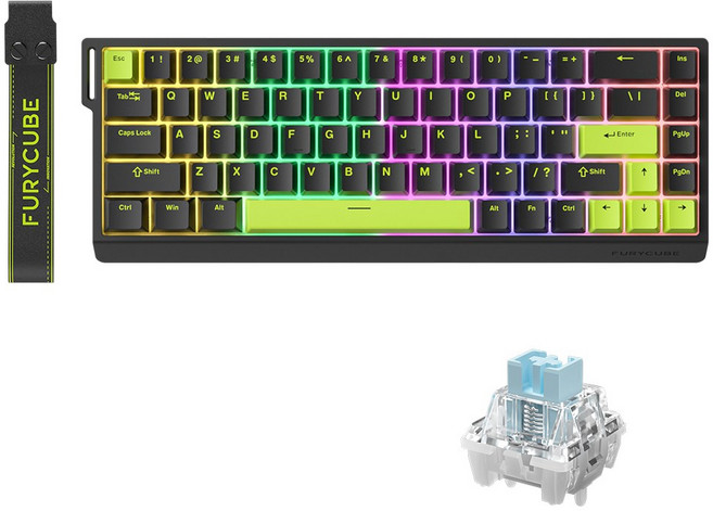 FURYCUBE M68HE 8k 래피드 트리거 자석축 게이밍키보드 ace 68 기계식 우팅 e-sports, 마그네틱축(자석축), M68 HE, 블랙
