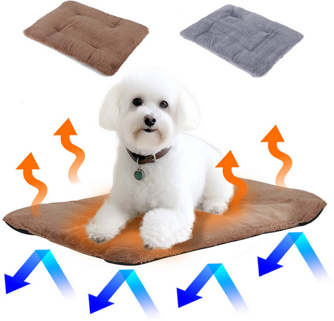 견행묘행 강아지 온열매트 보온 발열매트, 모카브라운, 1개
