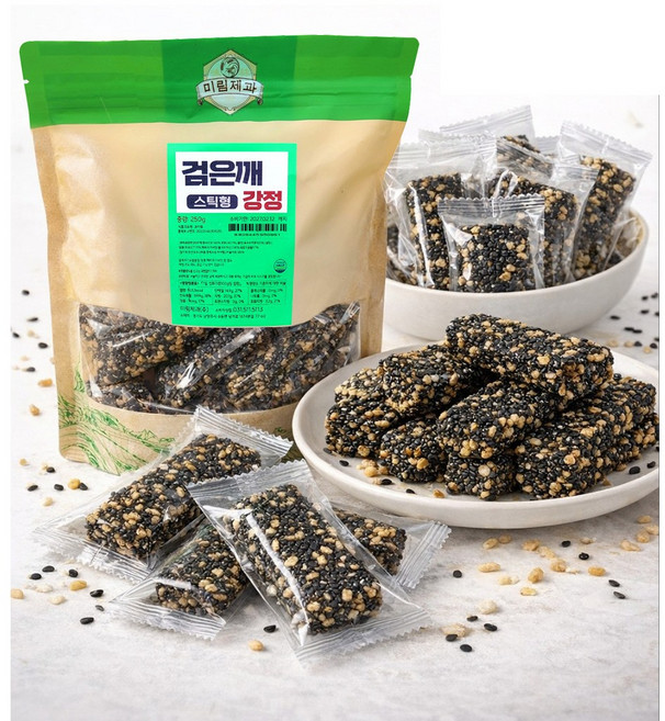 허승권 명인이 만든 미림제과 검은깨 스틱형 강정 개별포장 깨강정 전통간식 부모님간식 어르신간식 250g, 1개