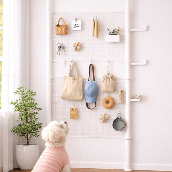 모아룸 행거 타공판 매직파티션 스탠드형, 화이트