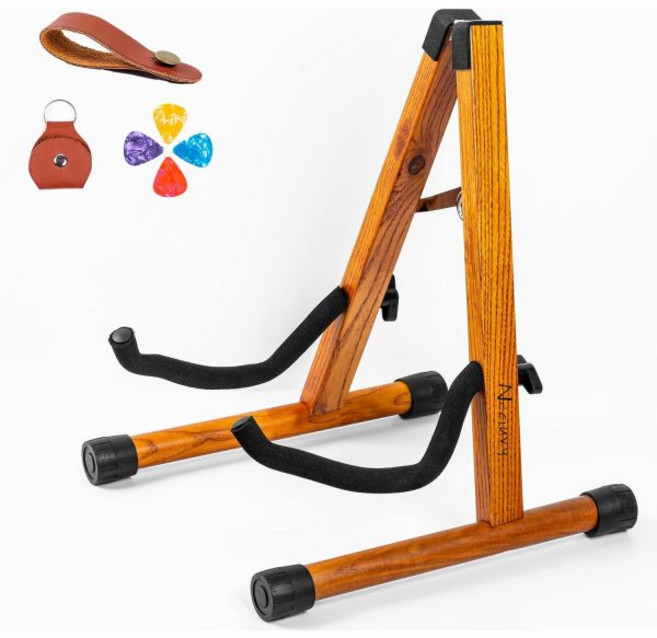 기타 스탠드 목재 어쿠스틱 A자형 접이식 일렉트릭 바닥용 베이스 첼로 밴조 만돌린 우쿨렐레, 월넛, 1개