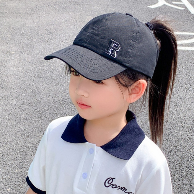 [HANNAL] 오픈 포니테일 R자수 볼캡모자