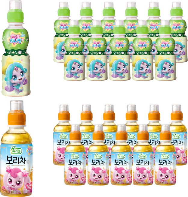 웅진 캐치 티니핑 유기농보리 사과맛 2종 혼합 12개씩, 24개, 200ml