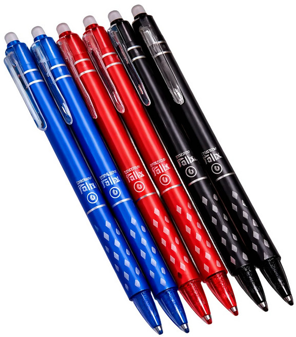 노블릭 감열성지우개 블랙 블루 레드 지워지는 볼펜 0.5mm, 블랙 2p+블루2p+레드2p, 6개