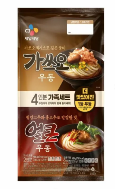 CJ 가쓰오우동 2인+얼큰우동 2인, 466.6g, 1개