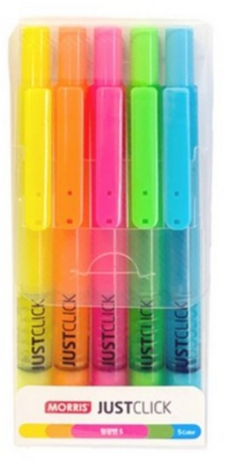 모리스 저스트클릭 형광펜S 5색 세트, 혼합색상, 1개
