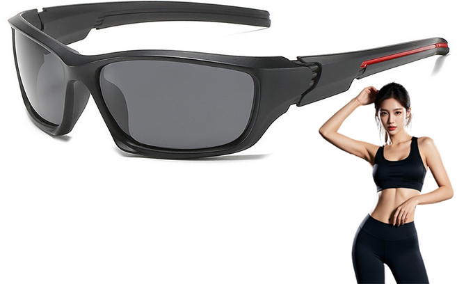 남녀 편광 야외 선글라스 야간 운전 선글라스 사이클링 스포츠 안경, 검은색 프레임 회색 필름, 1개