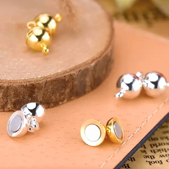 목걸이 (팔찌) 마감 장식 - 악세사리 부자재, 1개, 자석형 실버 6mm (1쌍)