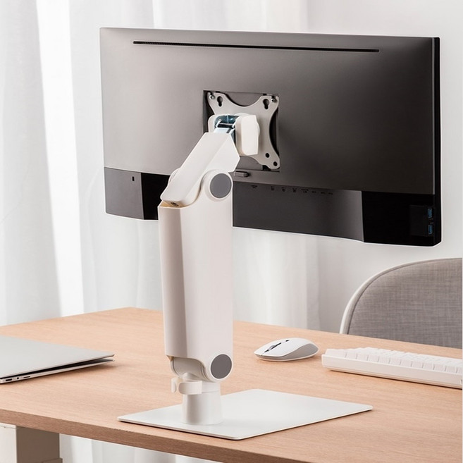 32인치 30인치 27인치 25인치 24인치 23인치 22인치 싱글 모니터암 모니터 자바라 거치대 브라켓, 화이트, 1개