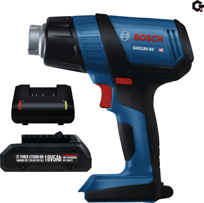 보쉬 18V 충전 무선 열풍기 히팅건 21700 5Ah 배터리 포함 세트 GHG18V-50, 1개