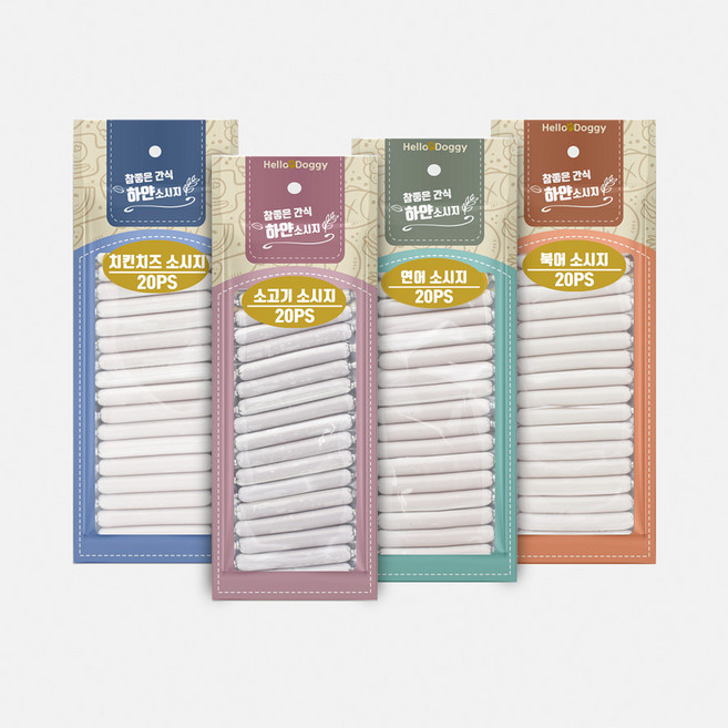 헬로도기 강아지 참좋은간식 하얀소시지 20px4개 80p 4종 대용량, 4개