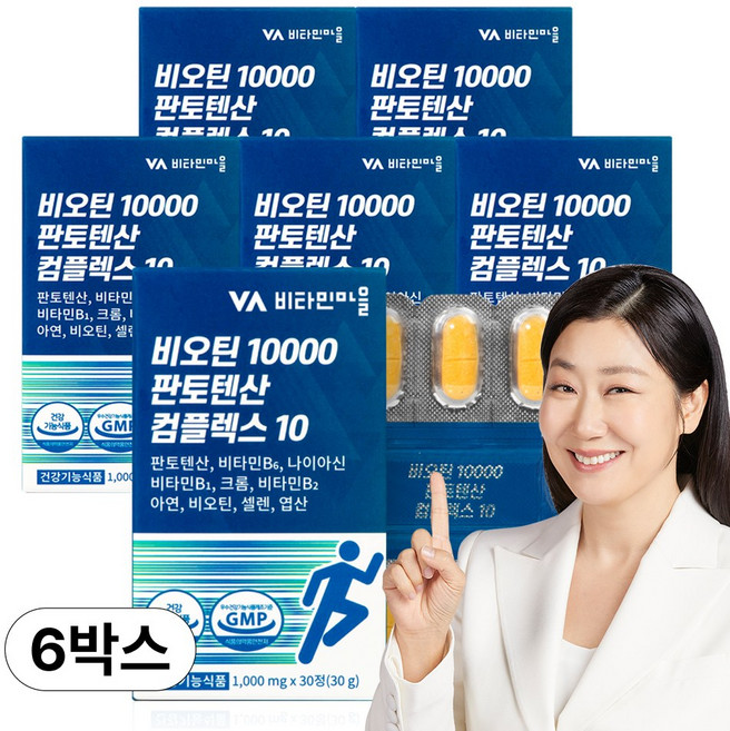 비타민마을 비오틴 10000 판토텐산 컴플렉스 10 30g, 30정, 6개